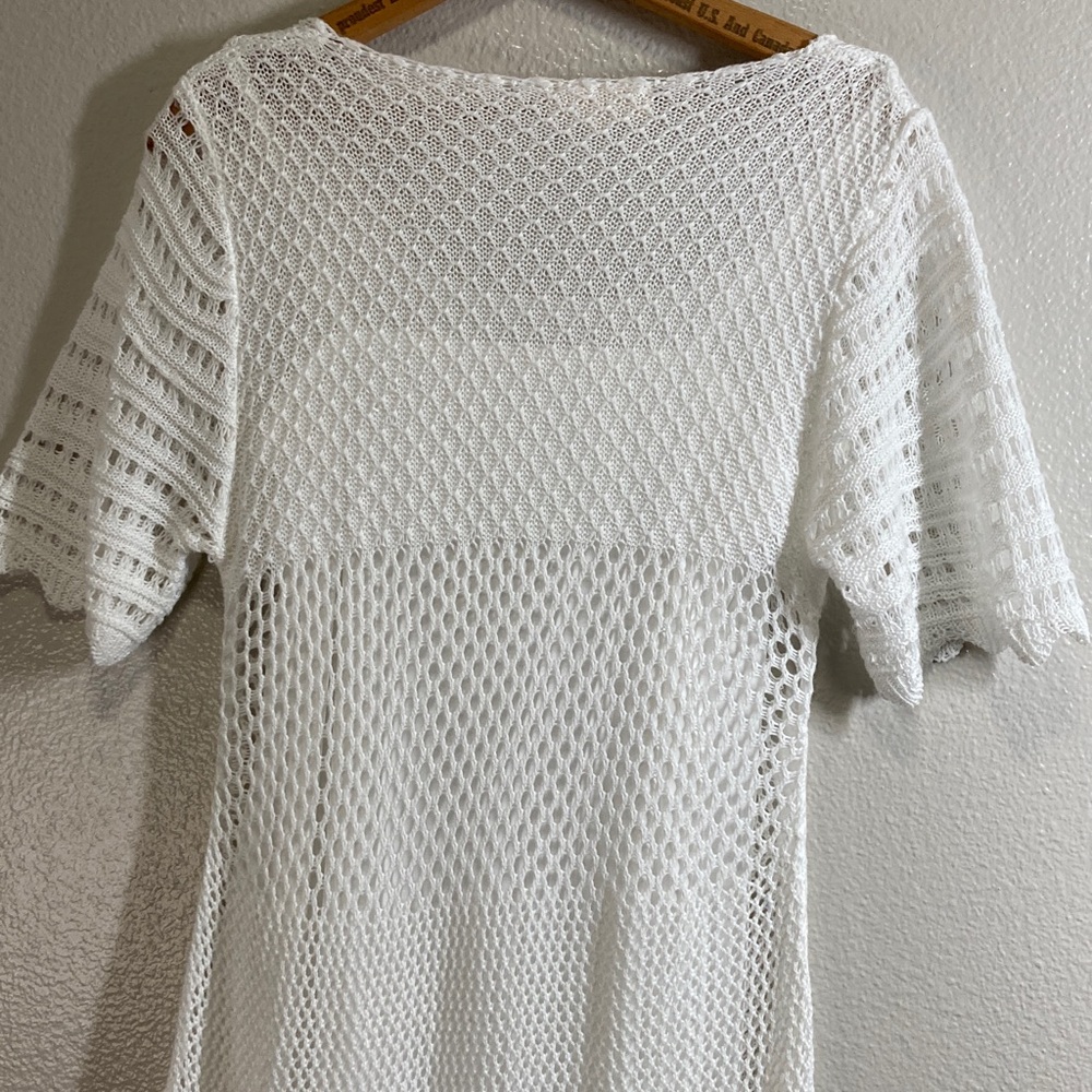 Solitaire Short Sleeve Crochet Maxi Dress Beachy Boho Angelcore Resortwear sz M - Picture 7 of 13